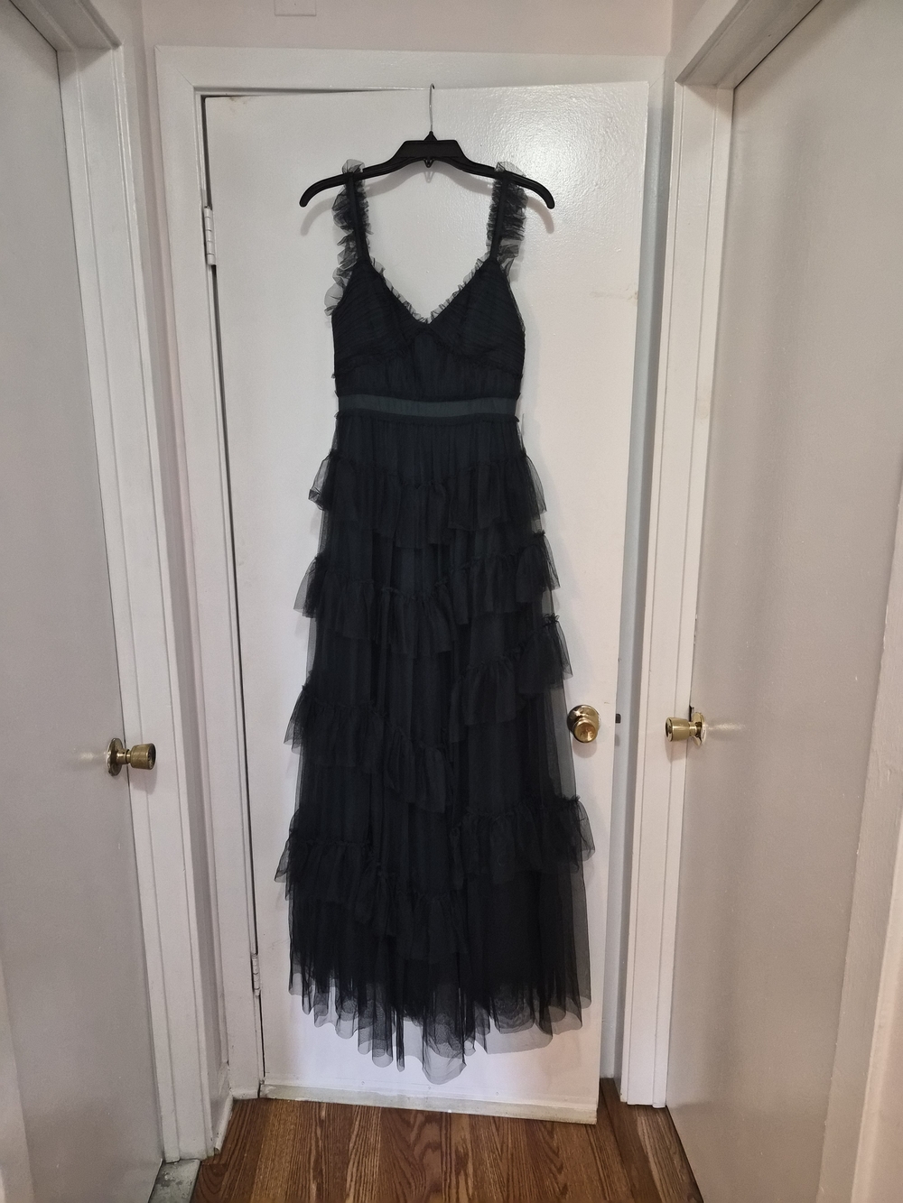 Tiered Ruffle Emerald Green Evening Dress